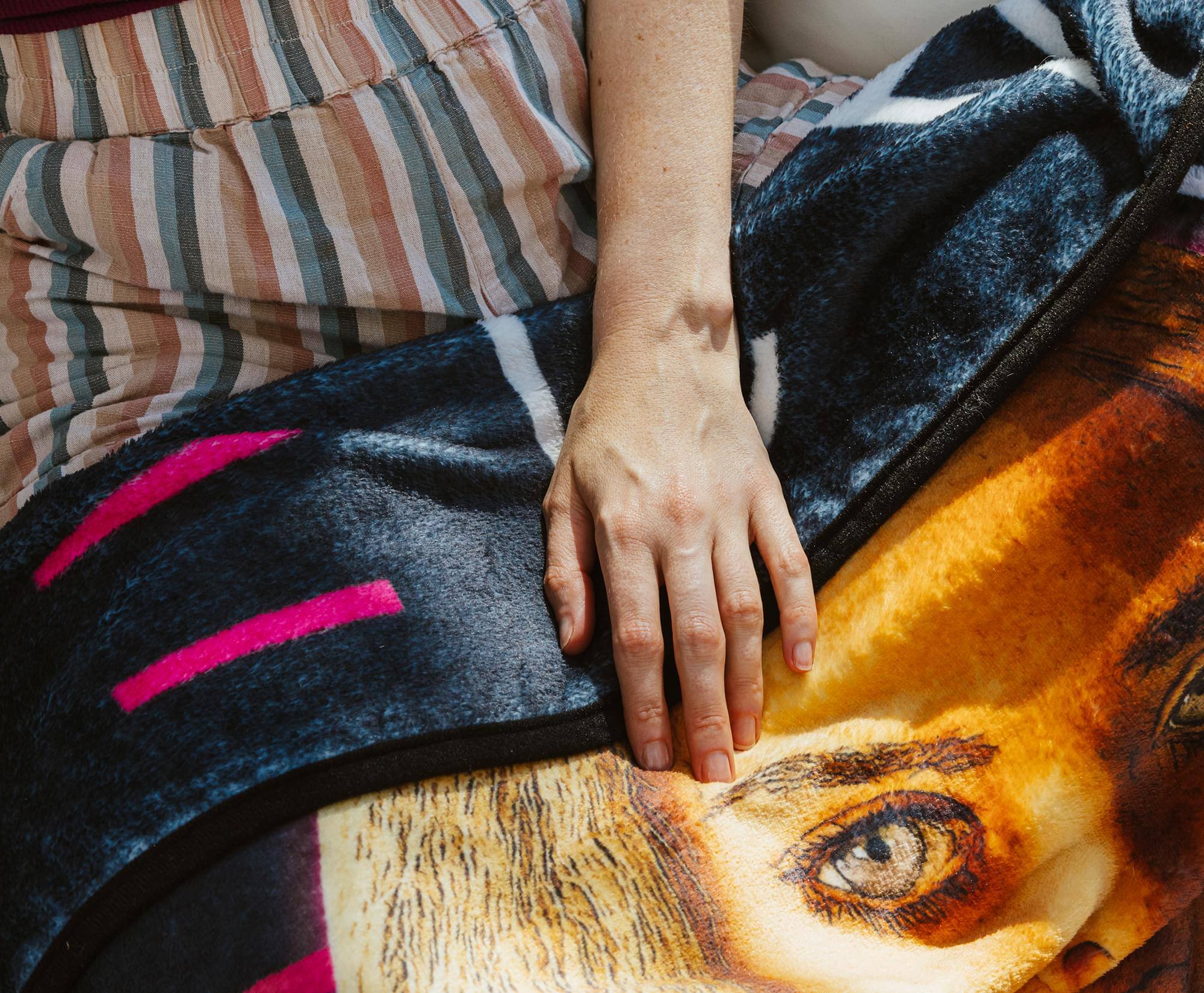 Alt View 4. Silver Buffalo - M3GAN "Friendship Has Evolved" Raschel Throw Blanket | 45 x 60 Inches - Black.