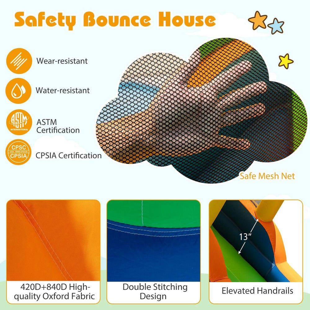 Safety Bounce House

- Wear-resistant
- Water-resistant
- ASTM Certification
- CPSIA Certification

Safe Mesh Net

- 420D+840D High-quality Oxford Fabric
- Double Stitching Design
- Elevated Handrails

13"