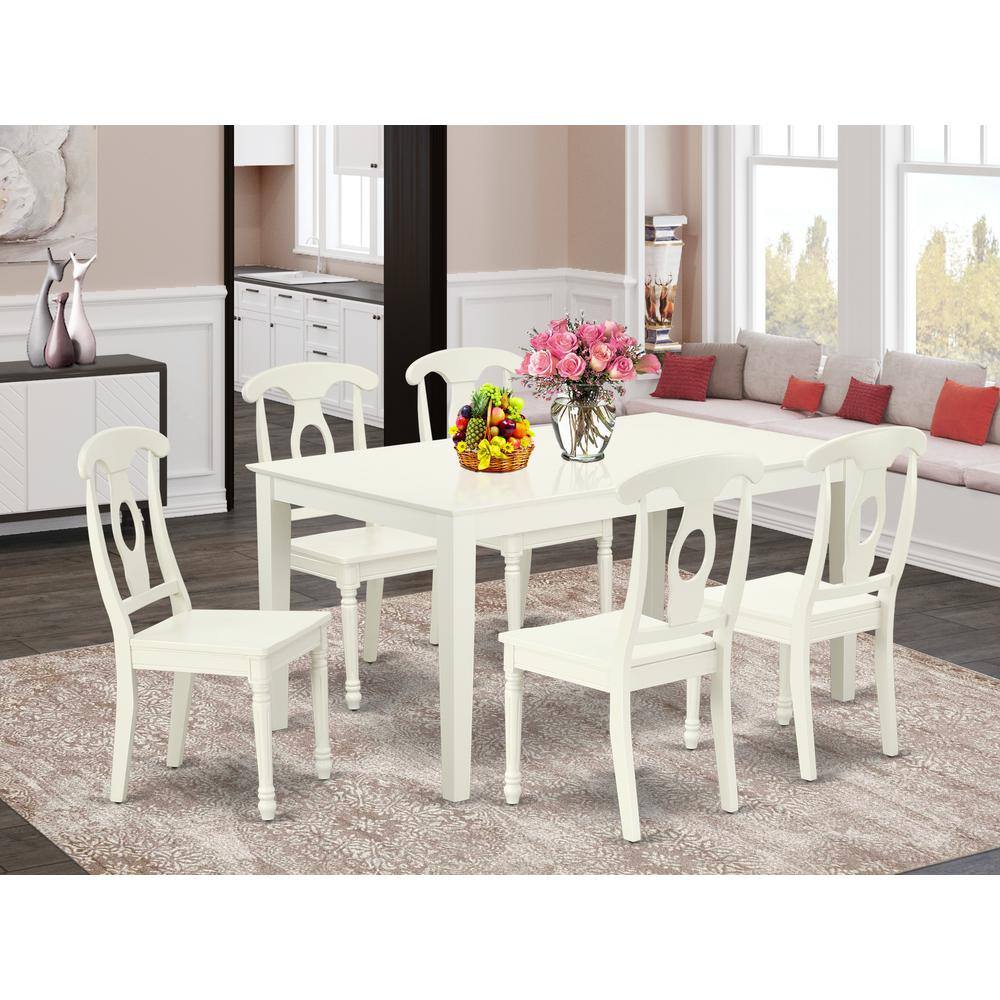 Left. East West Furniture - Dining Room Set Linen White - Brown.