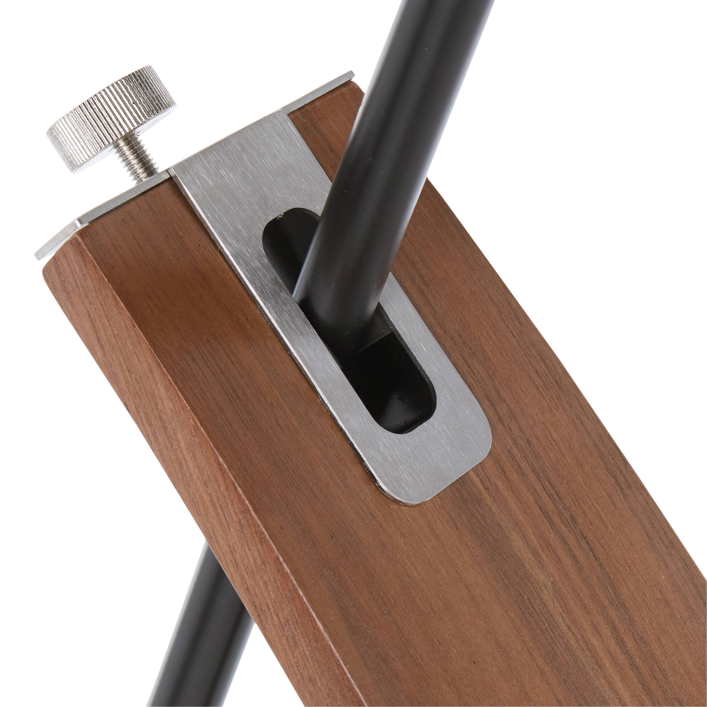 Alt View 5. Loheer - Loheer Mid-Century Modern Floor Lamp Walnut Wood Arched Standing Light with Black Linen Shade 74 Inch Tall - Walnut.