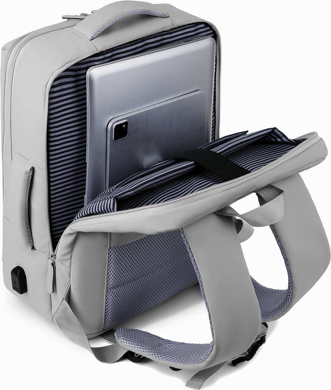 Alt View 13. SaharaCase - Water Resistant Backpack with USB Charging port and fits up to 17.3" laptop - Storm Gray.
