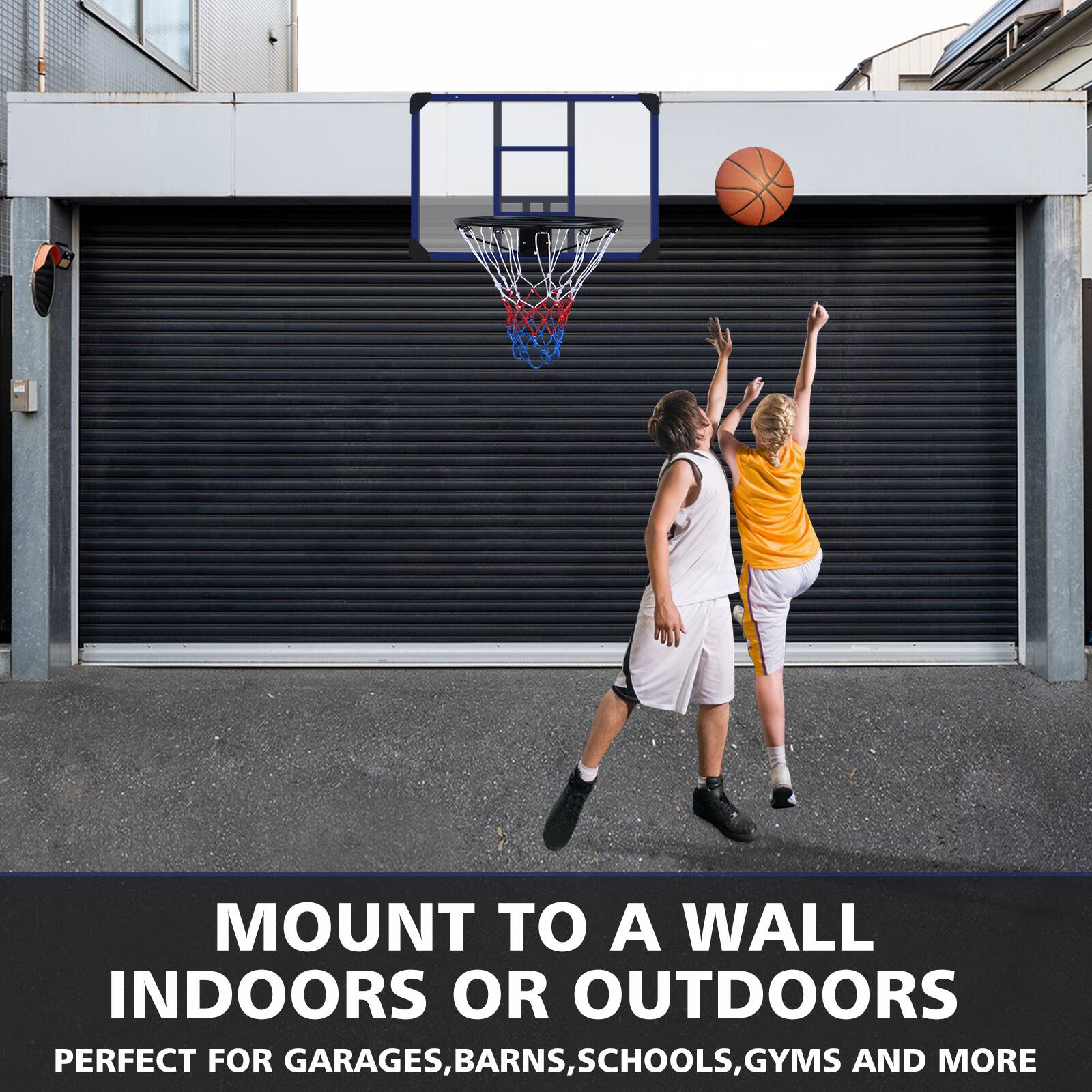 MOUNT TO A WALL INDOORS OR OUTDOORS

PERFECT FOR GARAGES, BARN, SCHOOLS, GYMS AND MORE