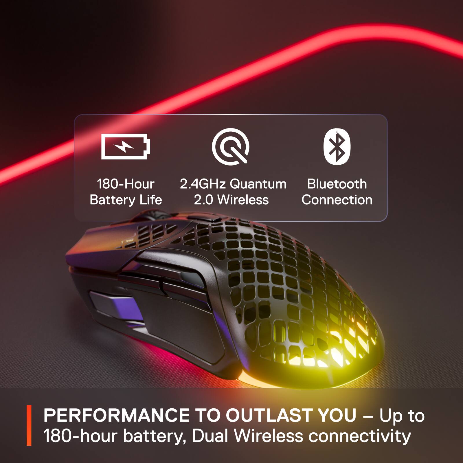 Performance to outlast you - Up to 180-hour battery life, dual wireless connectivity.