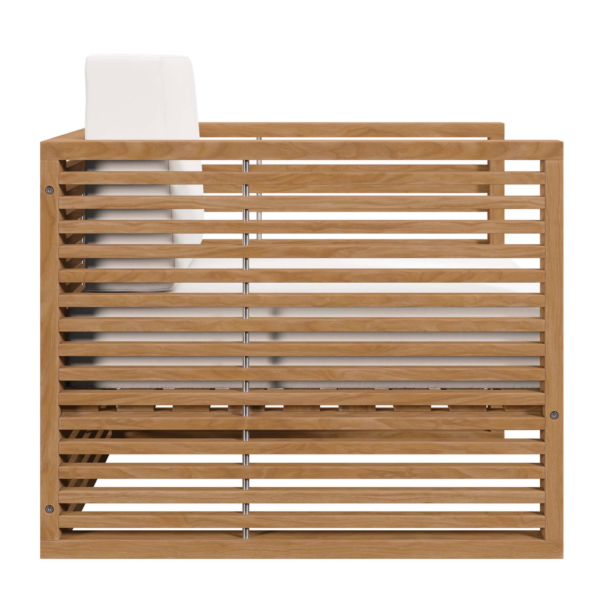Alt View 1. Modway - Carlsbad 3-Piece Teak Wood Outdoor Patio Set - Grade A Premium Teak, All-Weather Cushions - Natural White.