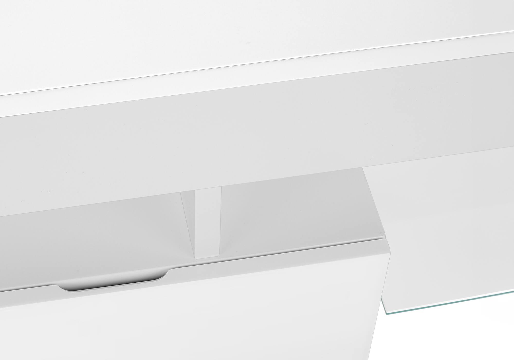 Back. APRILSOUL - Tv Stand 63 Inch Console Media Entertainment Center Storage Cabinet Glossy White Laminate Contemporary Modern - White.