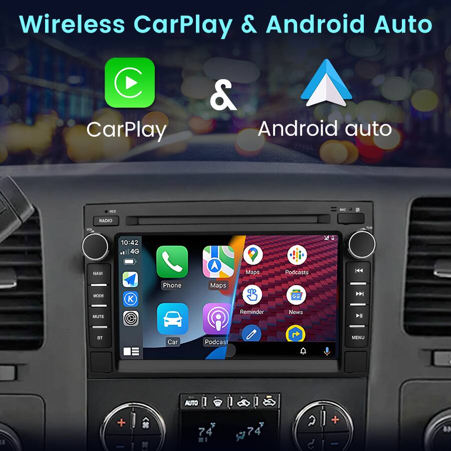 Wireless CarPlay & Android Auto

CarPlay & Android auto

RADIO TUN NAVI 10:42 4G A Maps Podcasts X | MOC

Phone Maps A MUTE Reminder News

BT Car Podcast MENU

AUTO 74