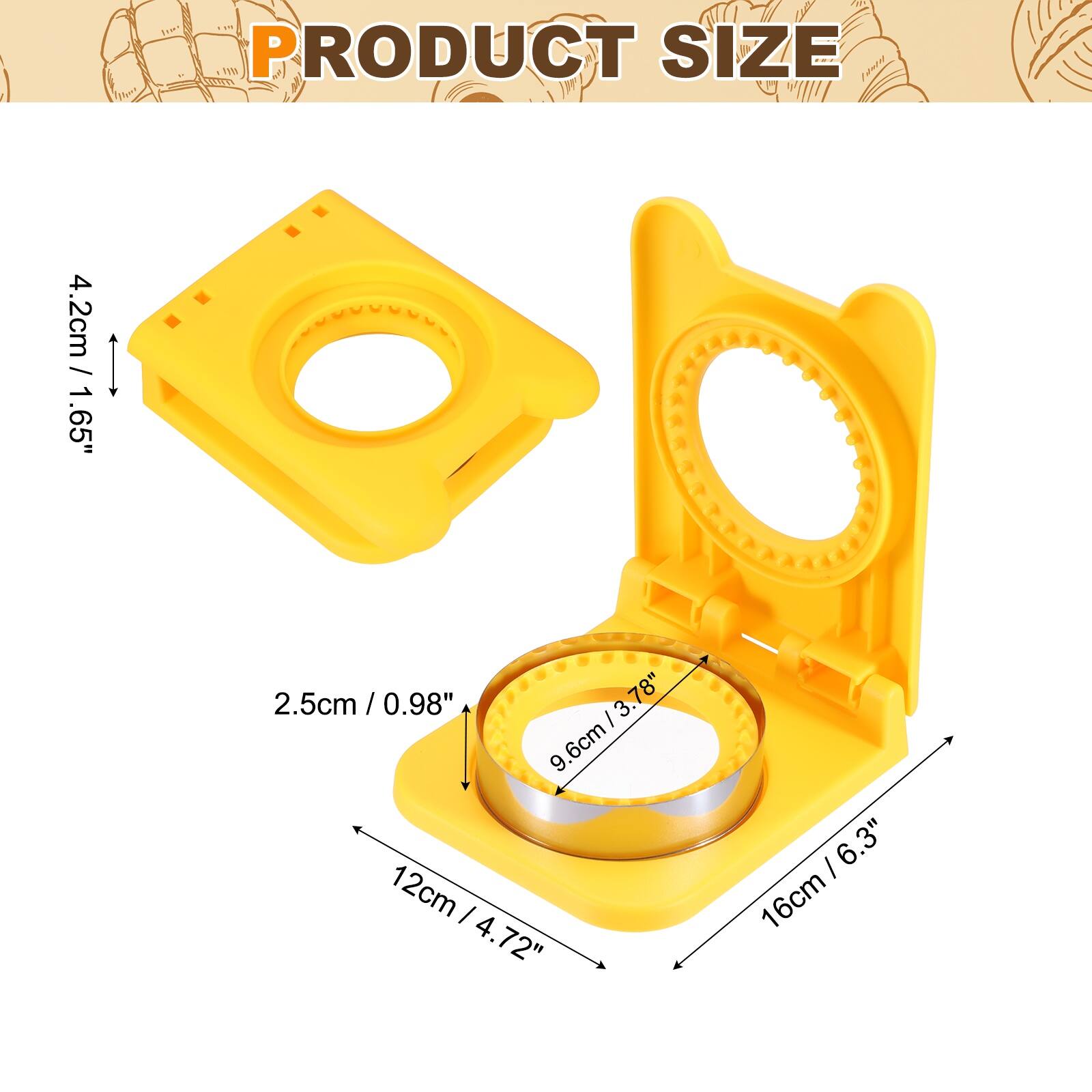 PRODUCT SIZE

4.2cm / 1.65"  
2.5cm / 0.98"  
9.6cm / 3.78"  
12cm / 4.72"  
16cm / 6.3"