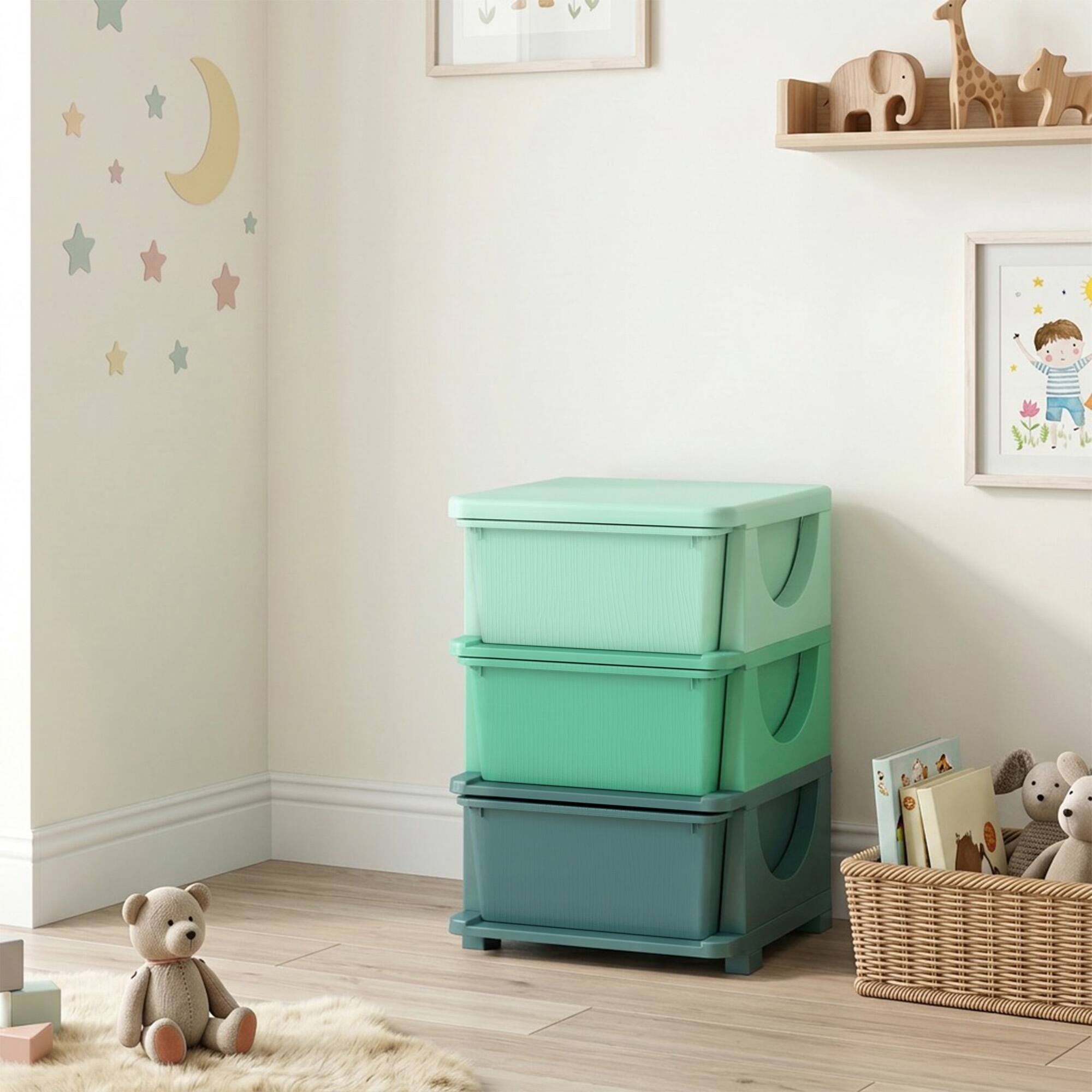 Alt View 7. Qaba - Tier Kids Storage Unit - Green.