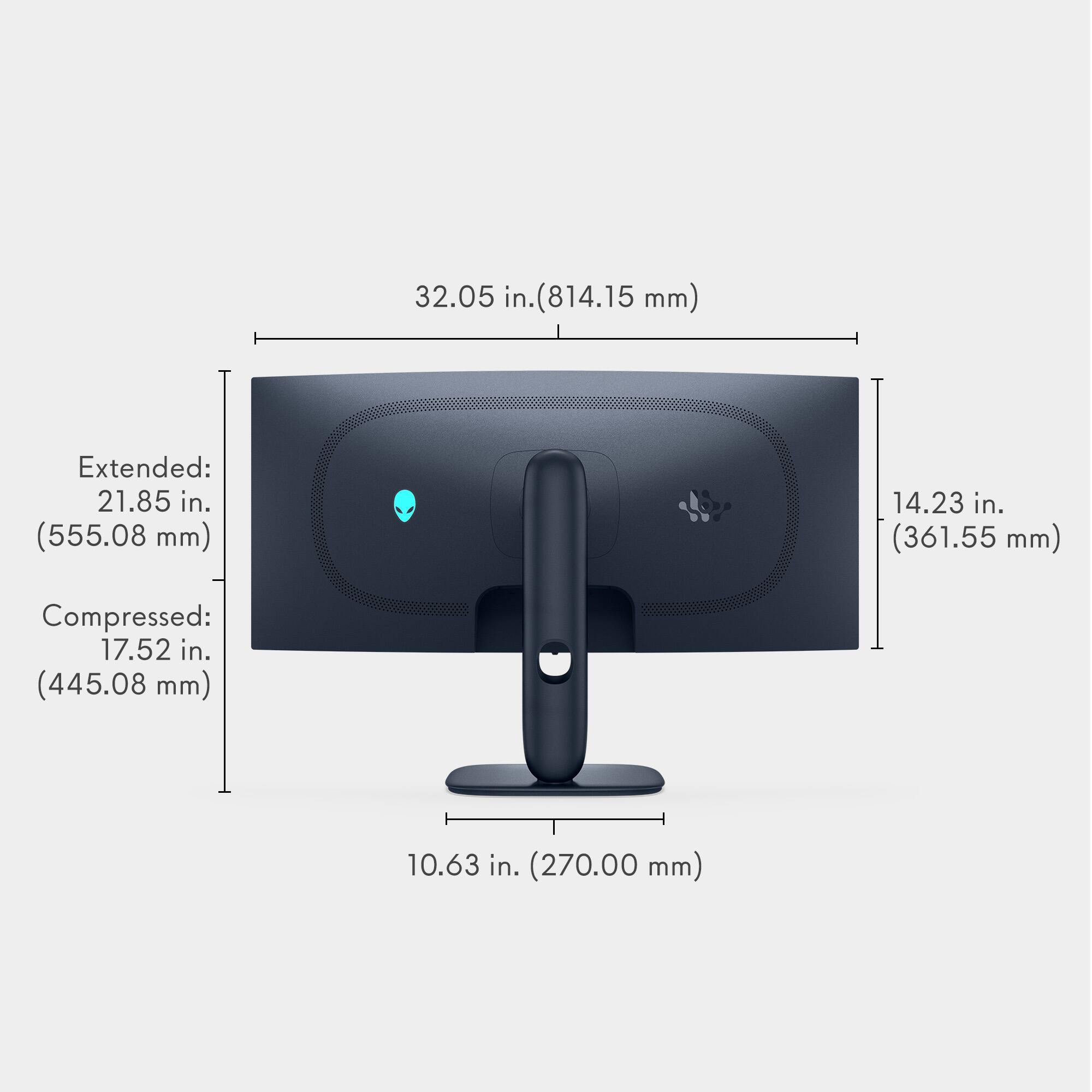 32.05 in. (814.15 mm)  
Extended: 21.85 in. (555.08 mm)  
14.23 in. (361.55 mm)  
Compressed: 17.52 in. (445.08 mm)  
10.63 in. (270.00 mm)