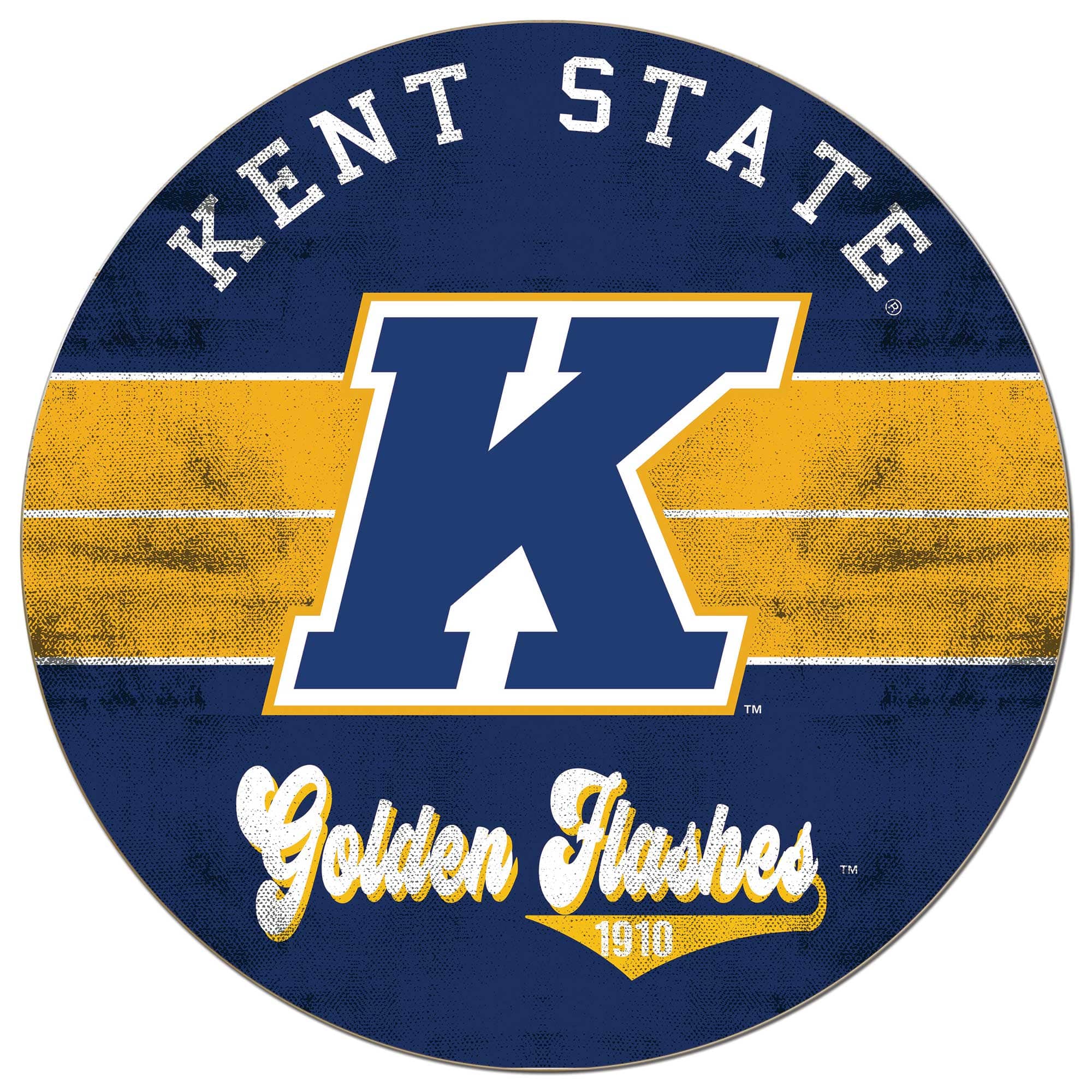 Jardine - Kent State Golden Flashes 20'' x 20'' Retro Logo Circle Sign - Blue