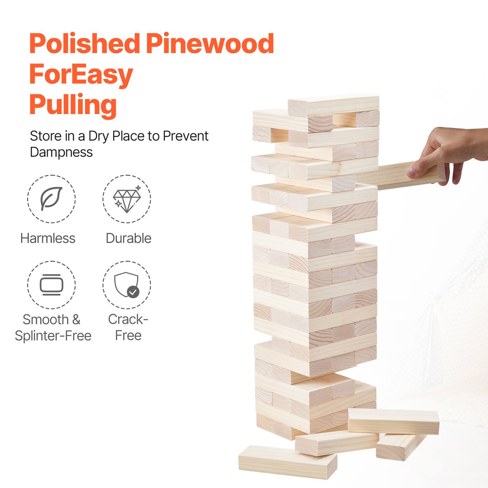 Polished Pinewood  
For Easy Pulling  

Store in a Dry Place to Prevent Dampness  

- Harmless  
- Durable  
- Smooth & Splinter-Free  
- Crack-Free