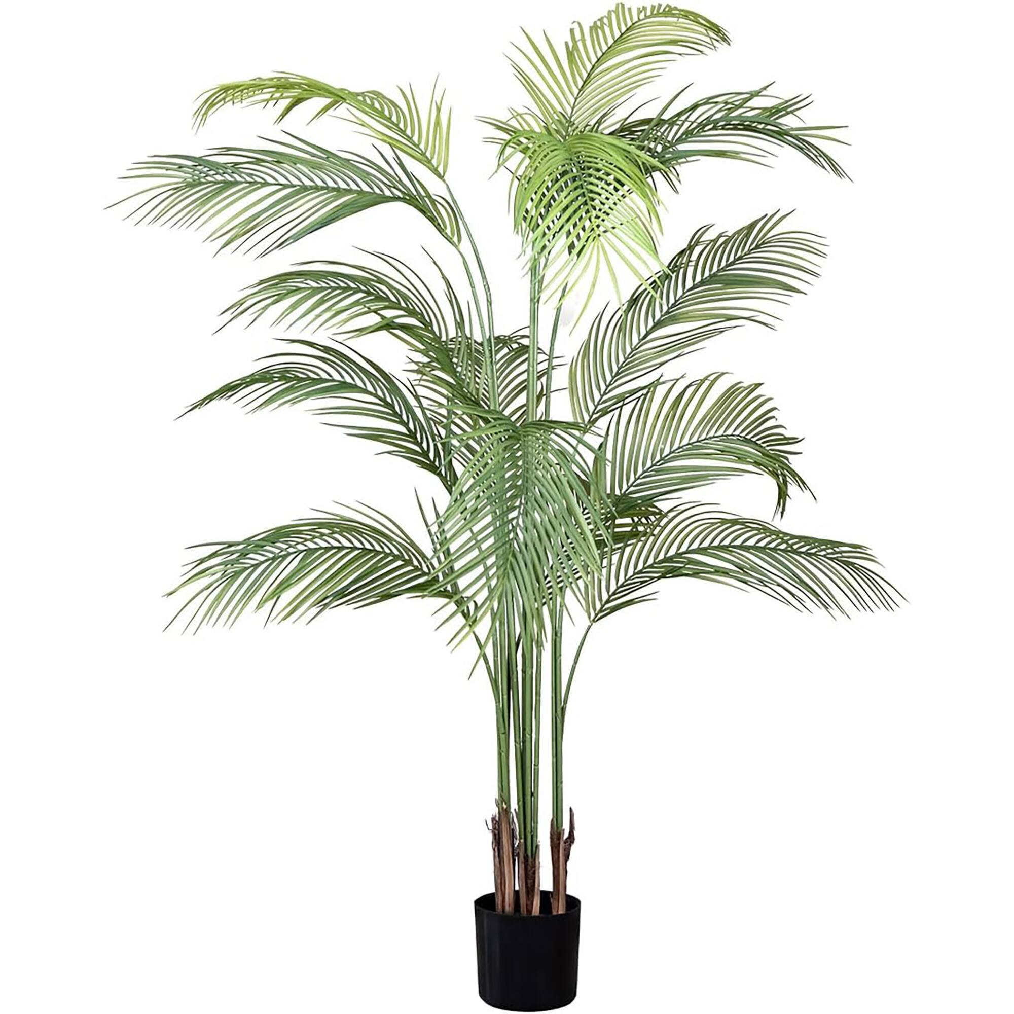 Front. Maia Shop - Maia Shop Palm Tree 6 Foot Faux Plant, Fake Silk Tree with Realistic Leaves - Green.