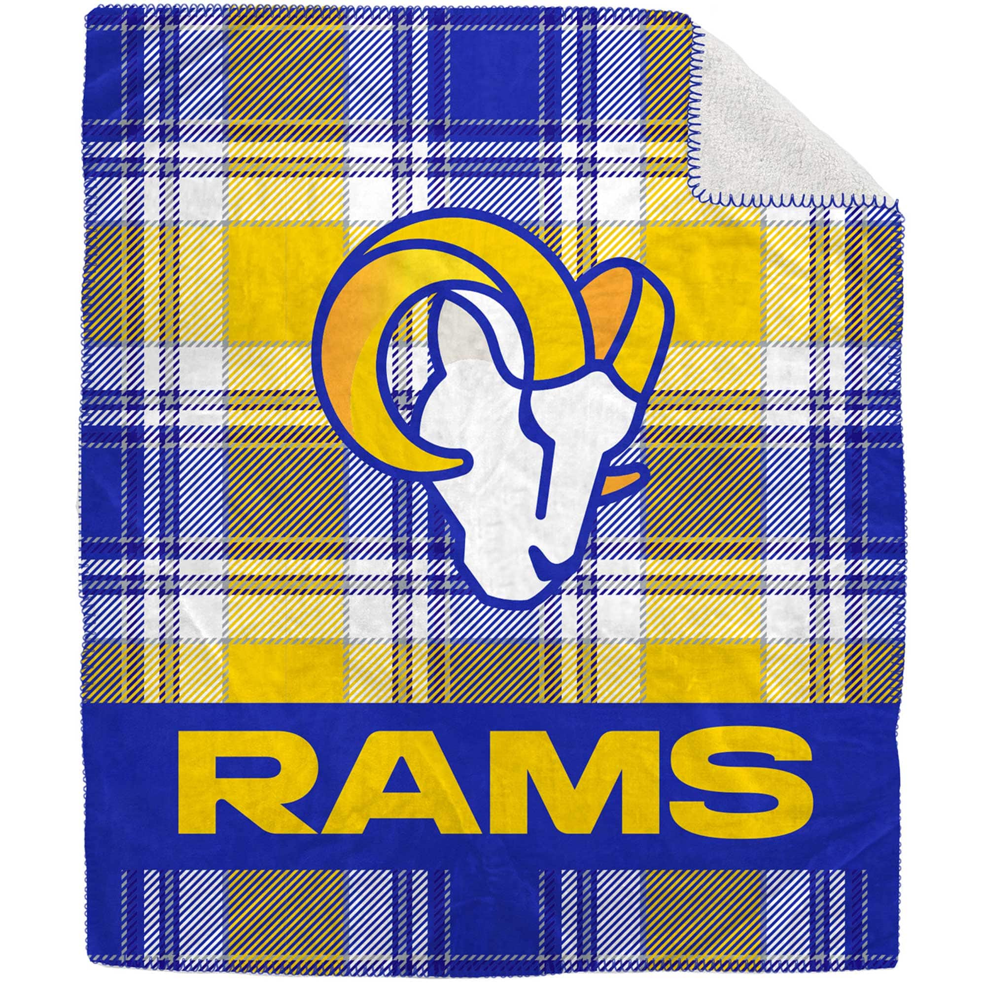 Pegasus - Los Angeles Rams 50" x 60" Plaid Flannel Sherpa Plush Blanket - Multicolor