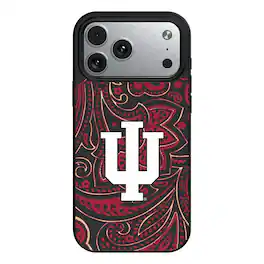 Keyscaper - NCAA - Indiana Hoosiers Paisley iPhone Magnetic Bump Case - 15 - Black