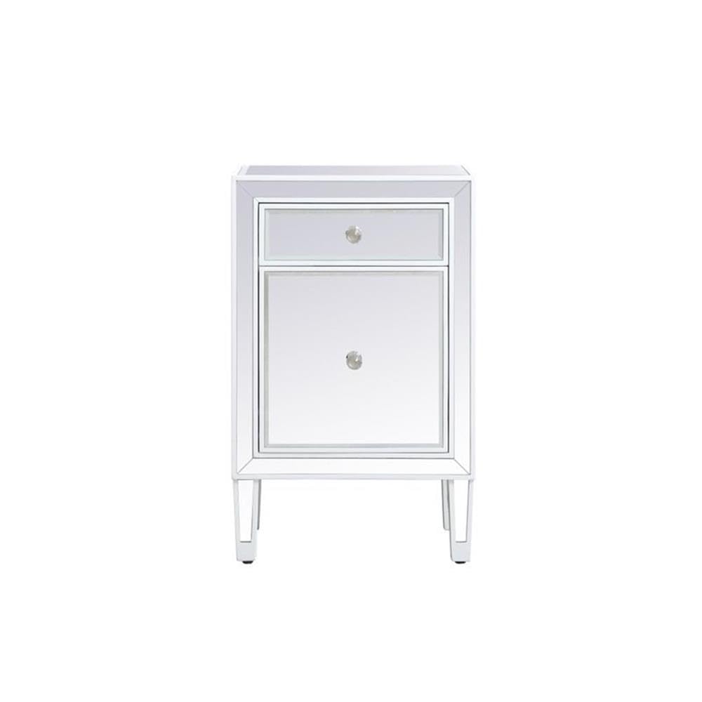 Left. Elegant Decor - 18 inch mirrored end table in white - White.