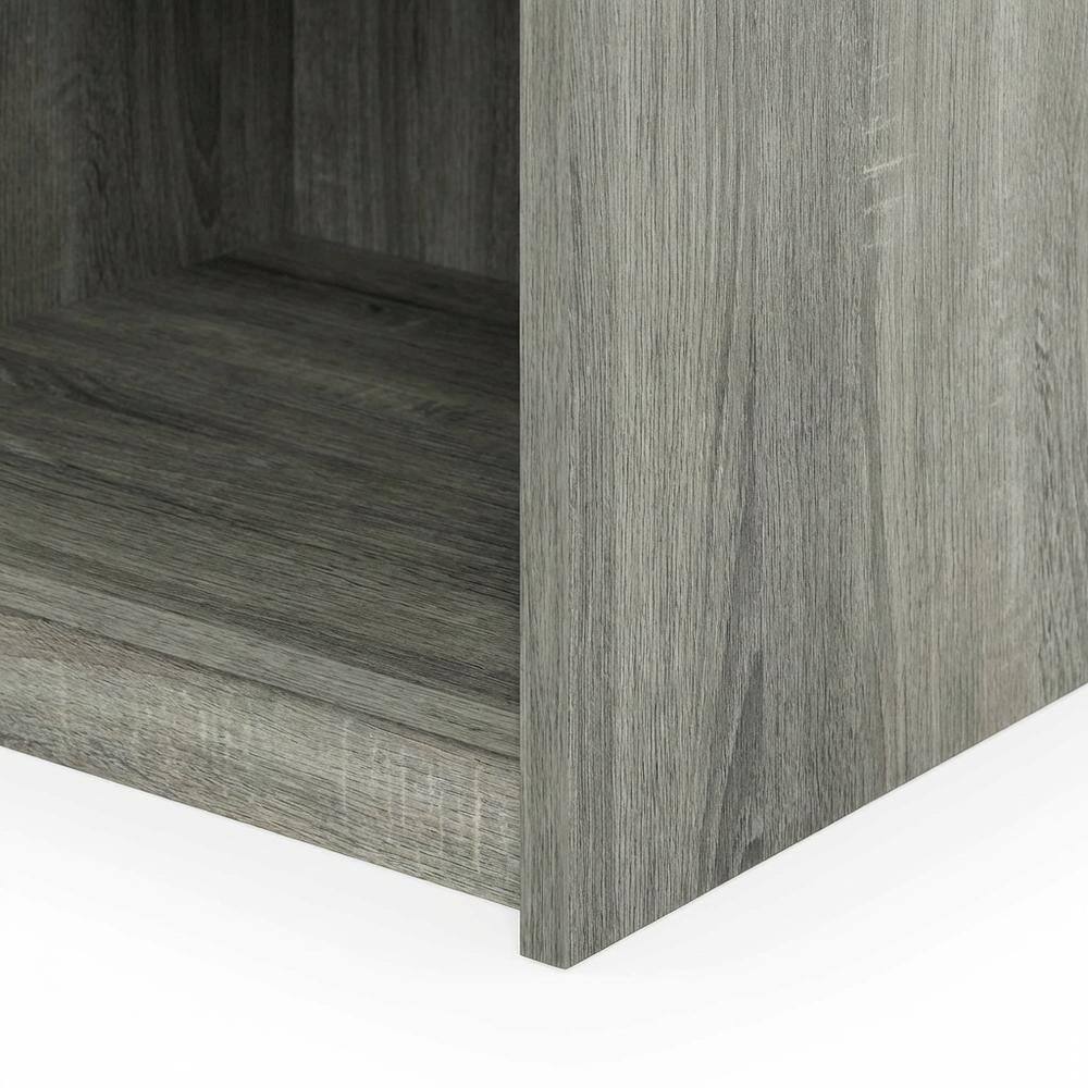 Back. FurniFact - French Oak Grey Nightstand with Handle - French Oak Grey.