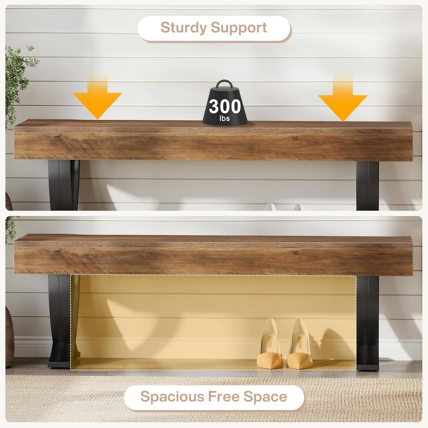 Sturdy Support  
300 lbs  
Spacious Free Space