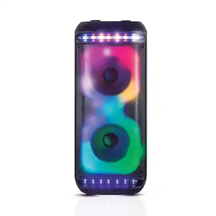 Front. RCA - Disco 2110 Flame Effect Bluetooth Party Speaker with Dual 8" Woofers - Black.