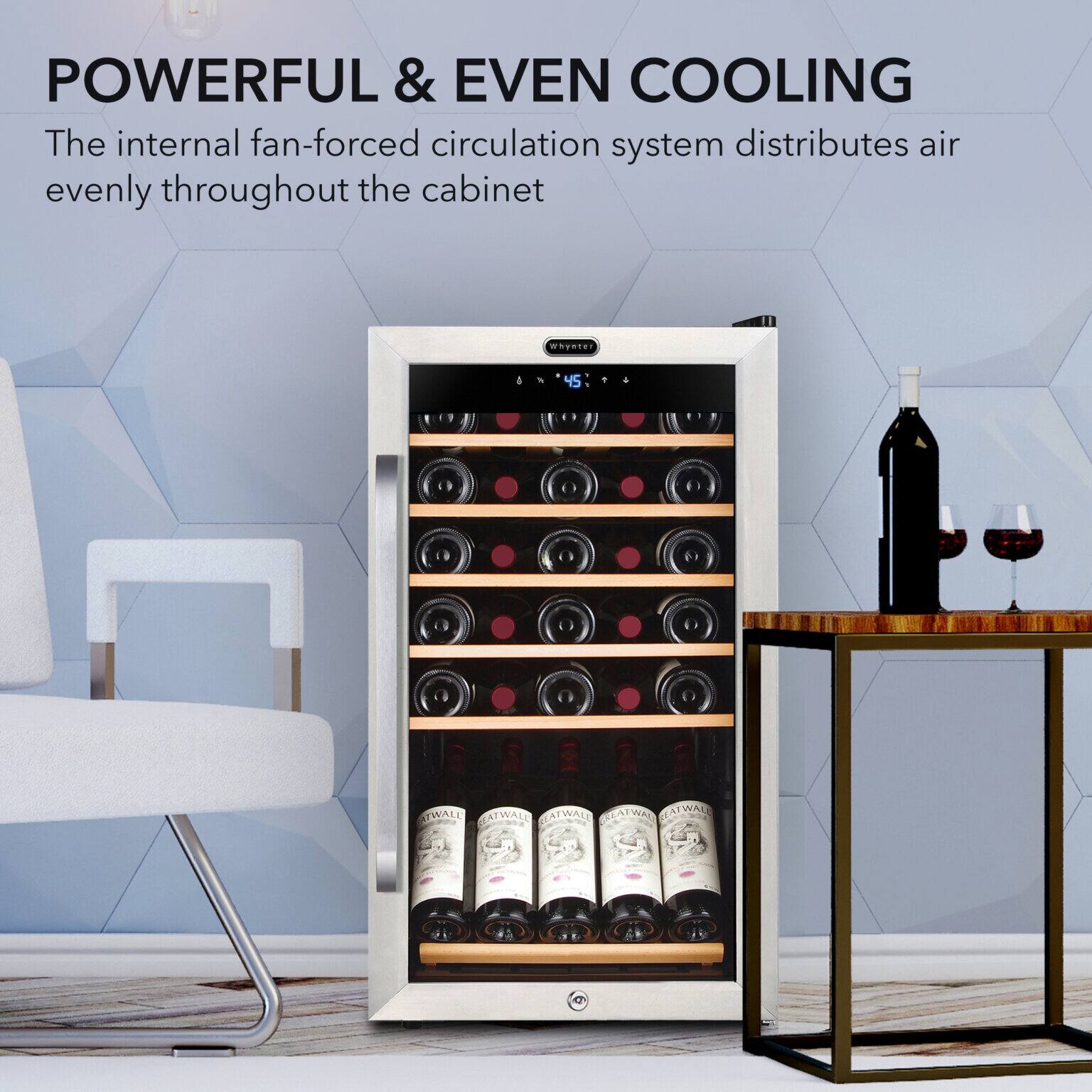 POWERFUL & EVEN COOLING  
The internal fan-forced circulation system distributes air evenly throughout the cabinet