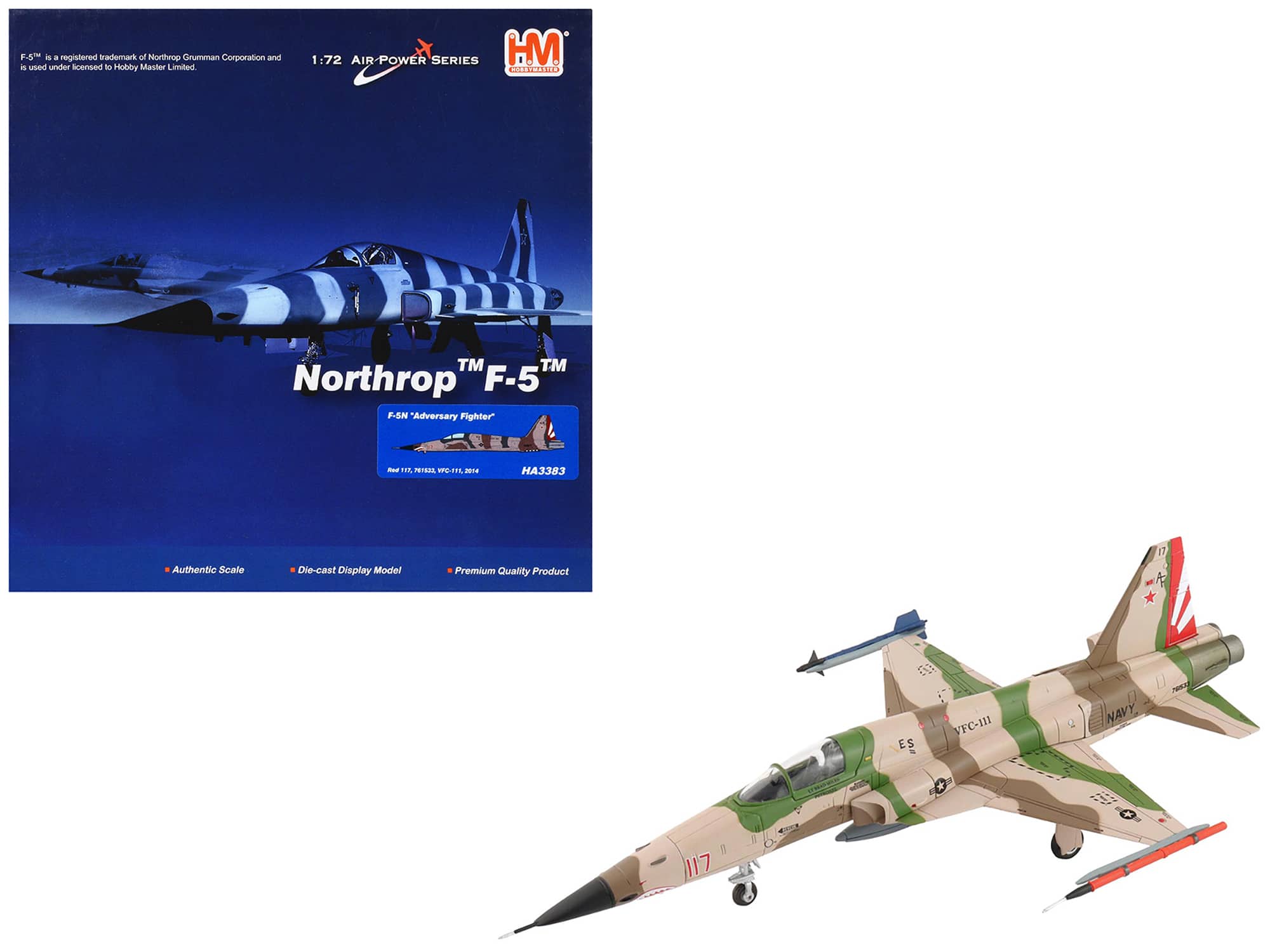 "Northrop F-5N Tiger II Aircraft "" VFC-111 Sundowners"" US Navy ""Air Power Series"" 1/72 Diecast Model by Hobby Master" price history on PriceWatchPro