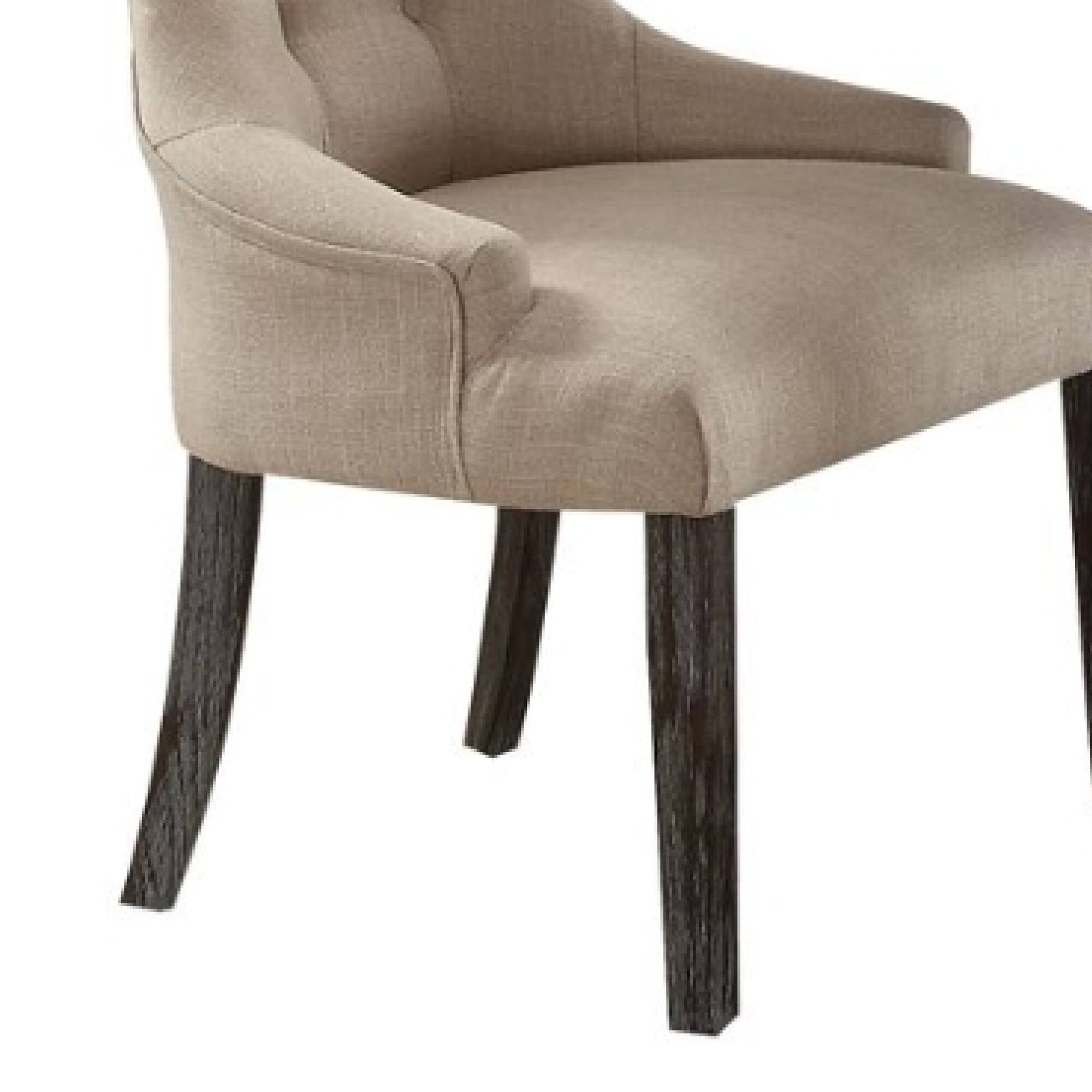 Alt View 1. GOODSILO - Beige Linen Upholstered Side Chair with Weathered Espresso Finish - Armless Dining Chair, Set of 2 - Beige+Espresso.