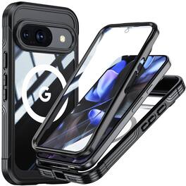 Dteck - 360 Full-Body Case for Google Pixel 10 Pro with Built-in Screen Protector, Magnetic Rugged Shockproof Protective Cover - Black