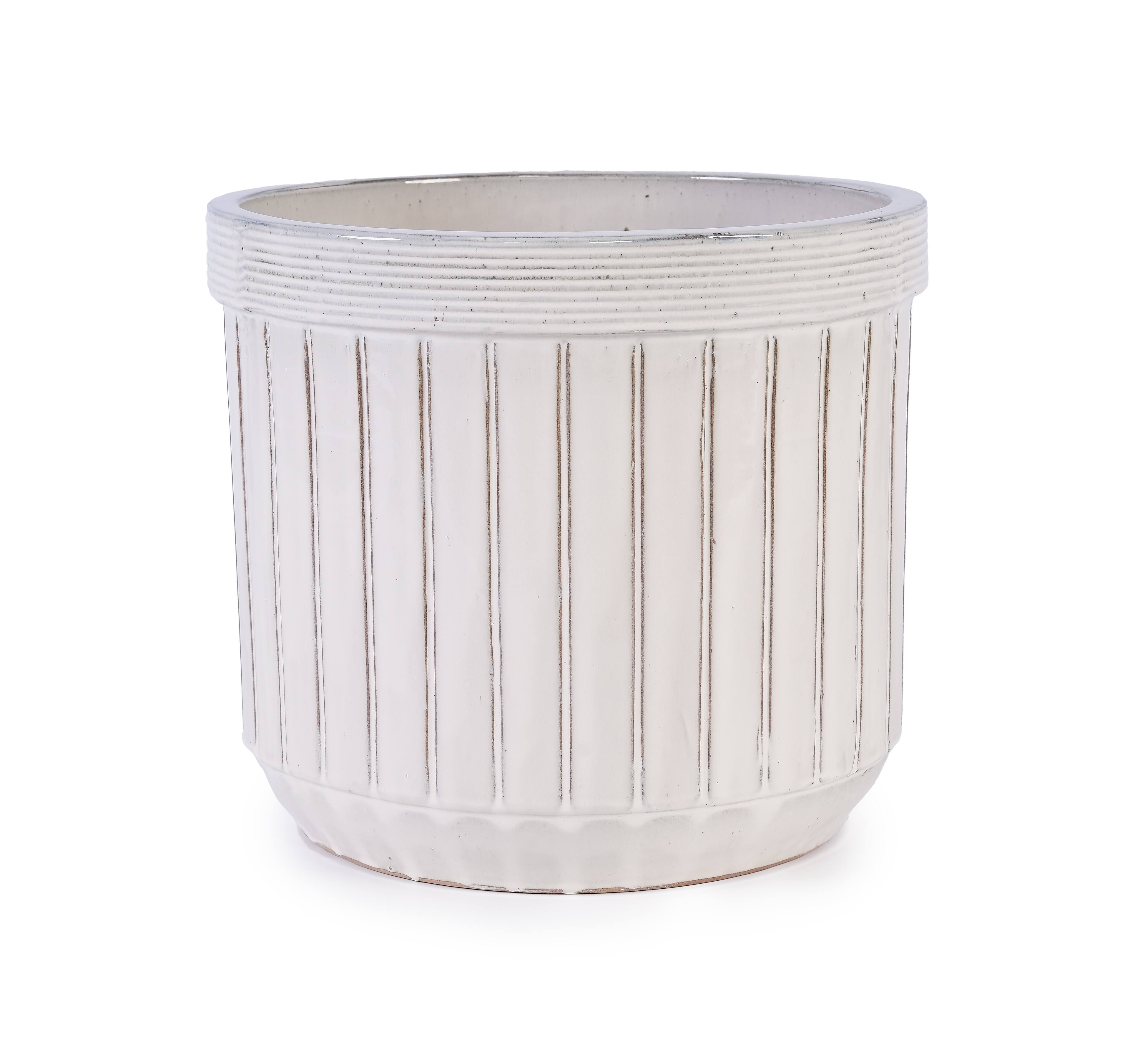 Alt View 6. Loheer - Ceramic Planter Set Loheer Handmade White Ceramic Planters Set of 4, 6 8 10 12 Inch Indoor Outdoor Pots.