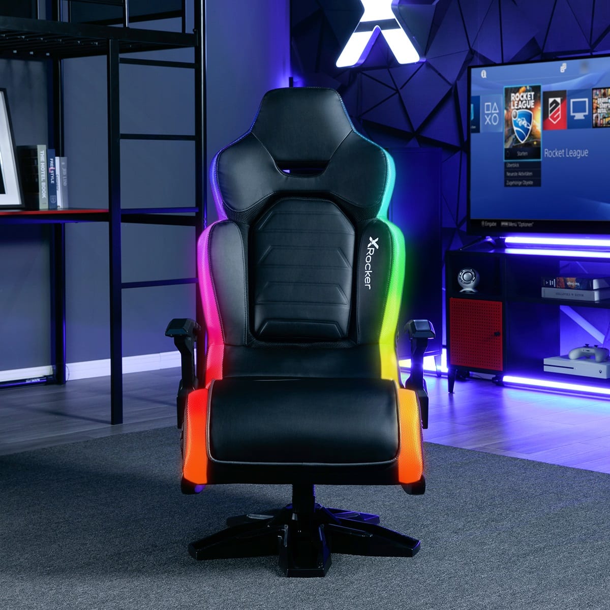 Alt View 12. X Rocker - Evo Elite 4.1 Gaming Chair with Built-in Audio Surround Sound System - Black.