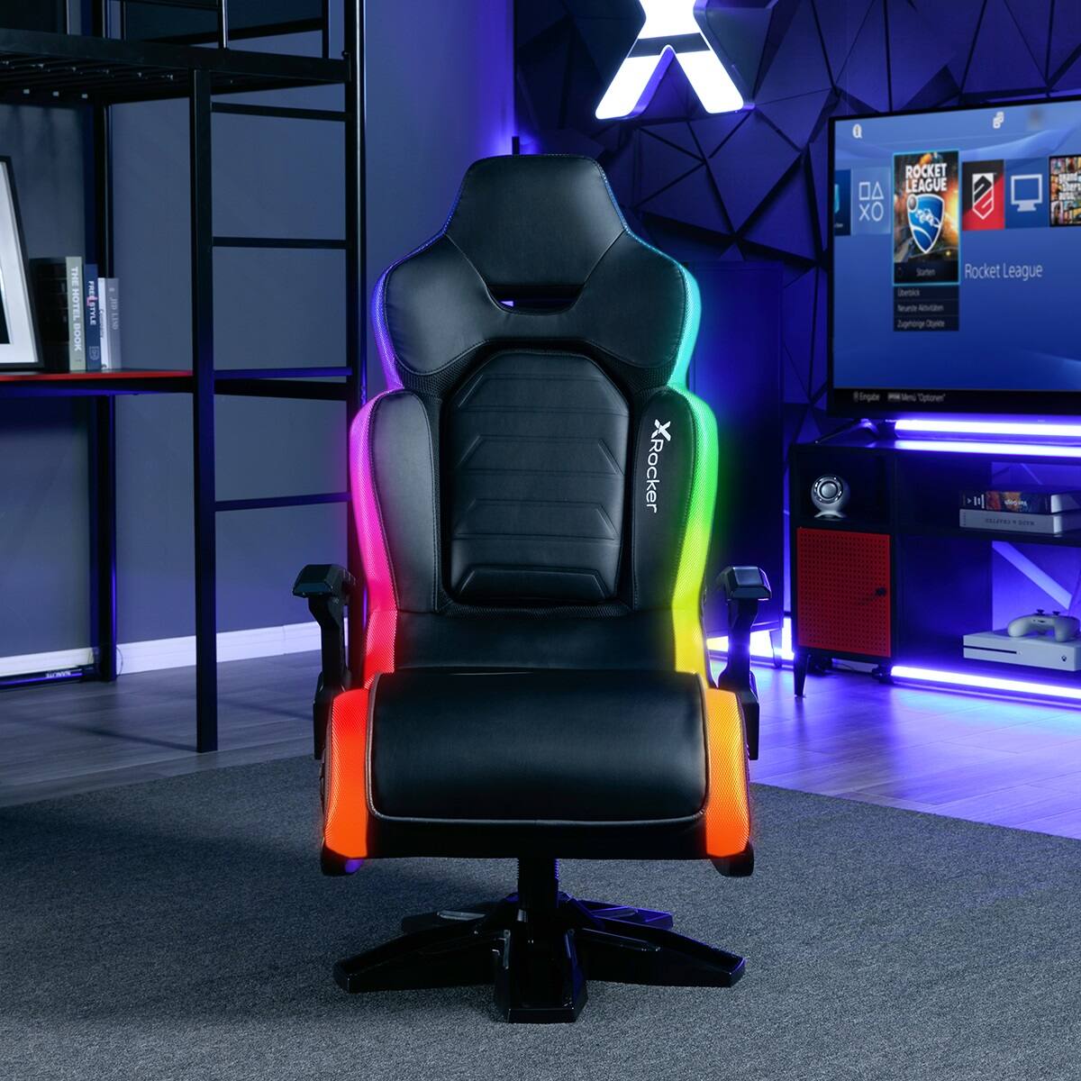 Alt View 12. X Rocker - Evo Elite 4.1 Gaming Chair with Built-in Audio Surround Sound System - Black.