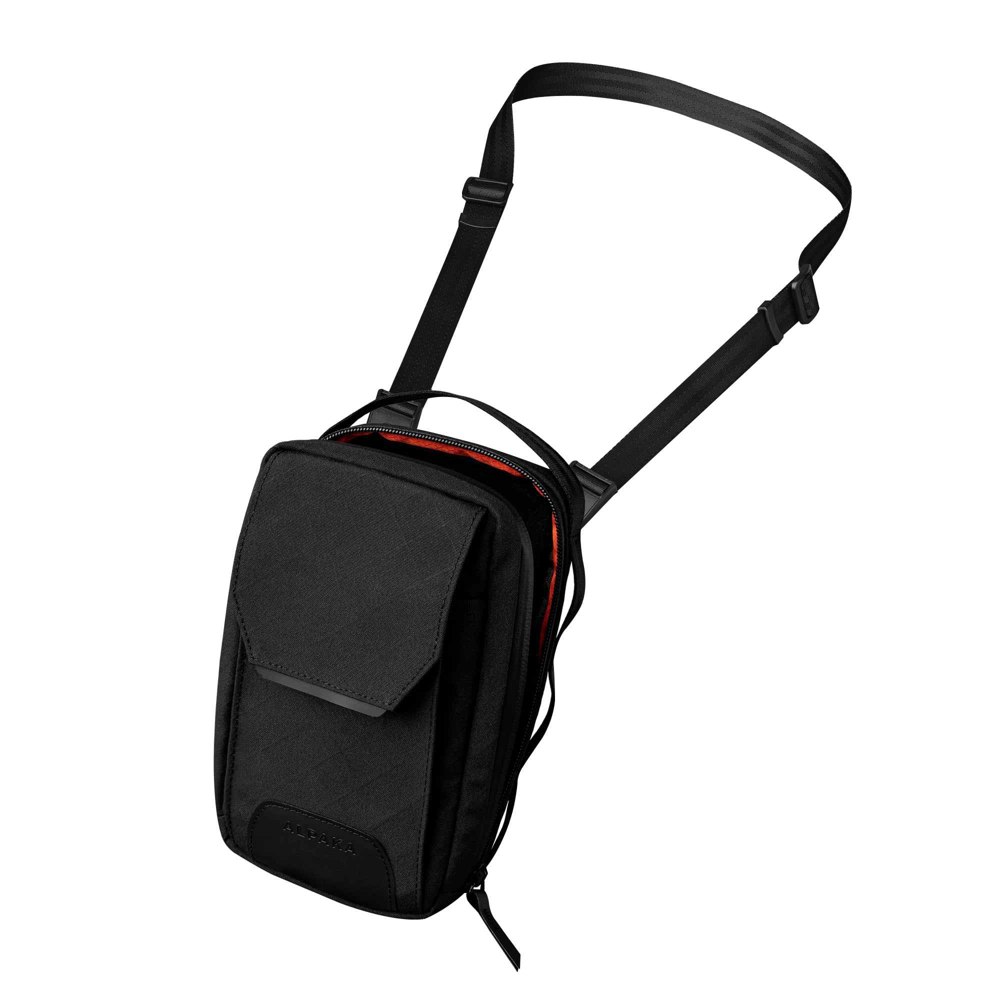 ALPAKA - Durable Crossbody Phone Bag for iPhone Pro Max & Galaxy Ultra, Modular Sling V2 EDC Organizer, Weather-Resistant - Black Axogrid 300D