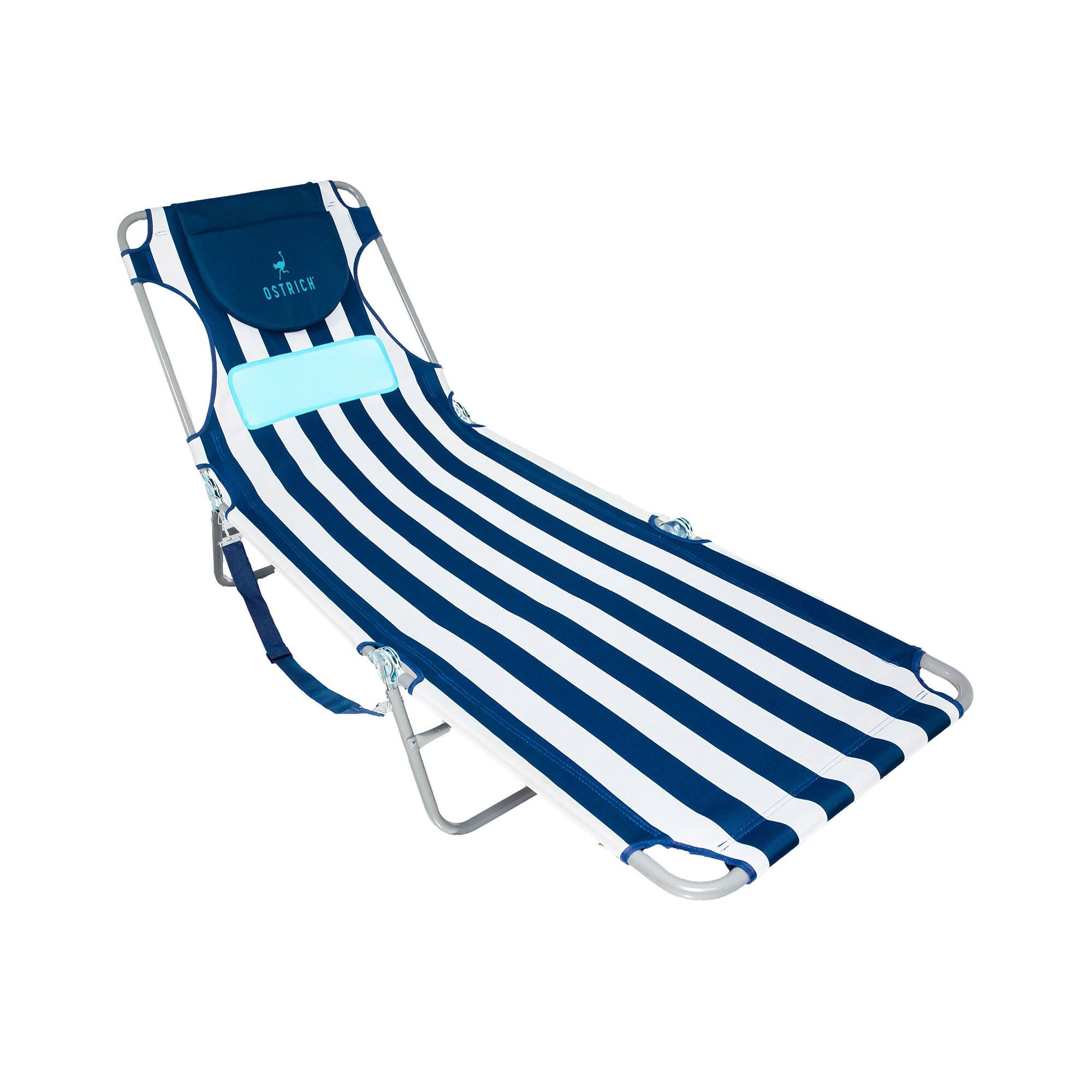 Ostrich - The Ladies Comfort Lounger, Foldable Beach Pool Tanning Chair, Stripe - Blue and White Striped price history on PriceWatchPro