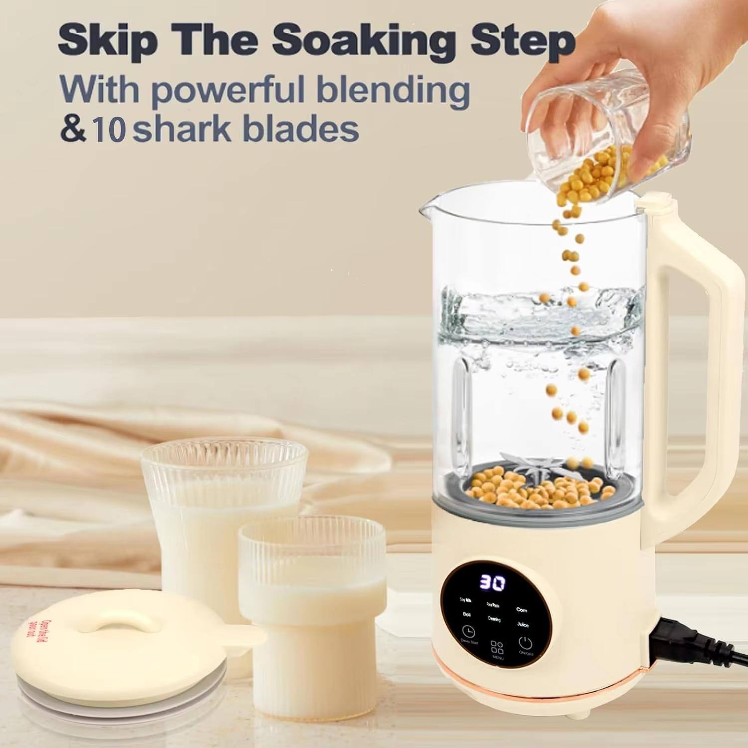 Skip The Soaking Step  
With powerful blending & 10 shark blades