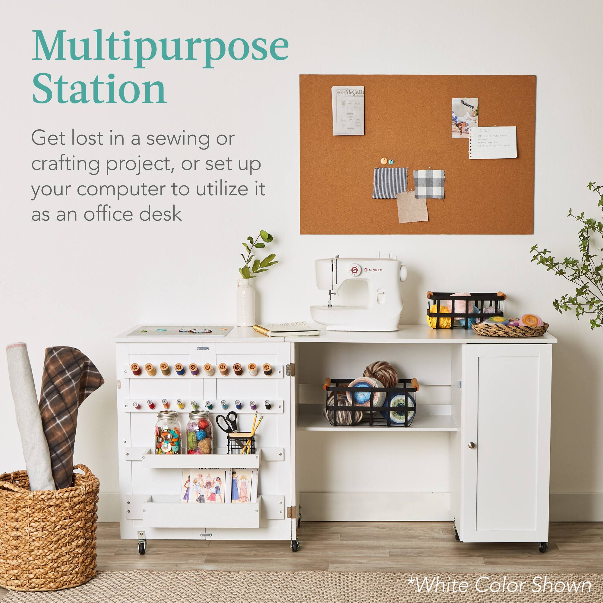 Multipurpose Station

Get lost in a sewing or crafting project, or set up your computer to utilize it as an office desk

*White Color Shown