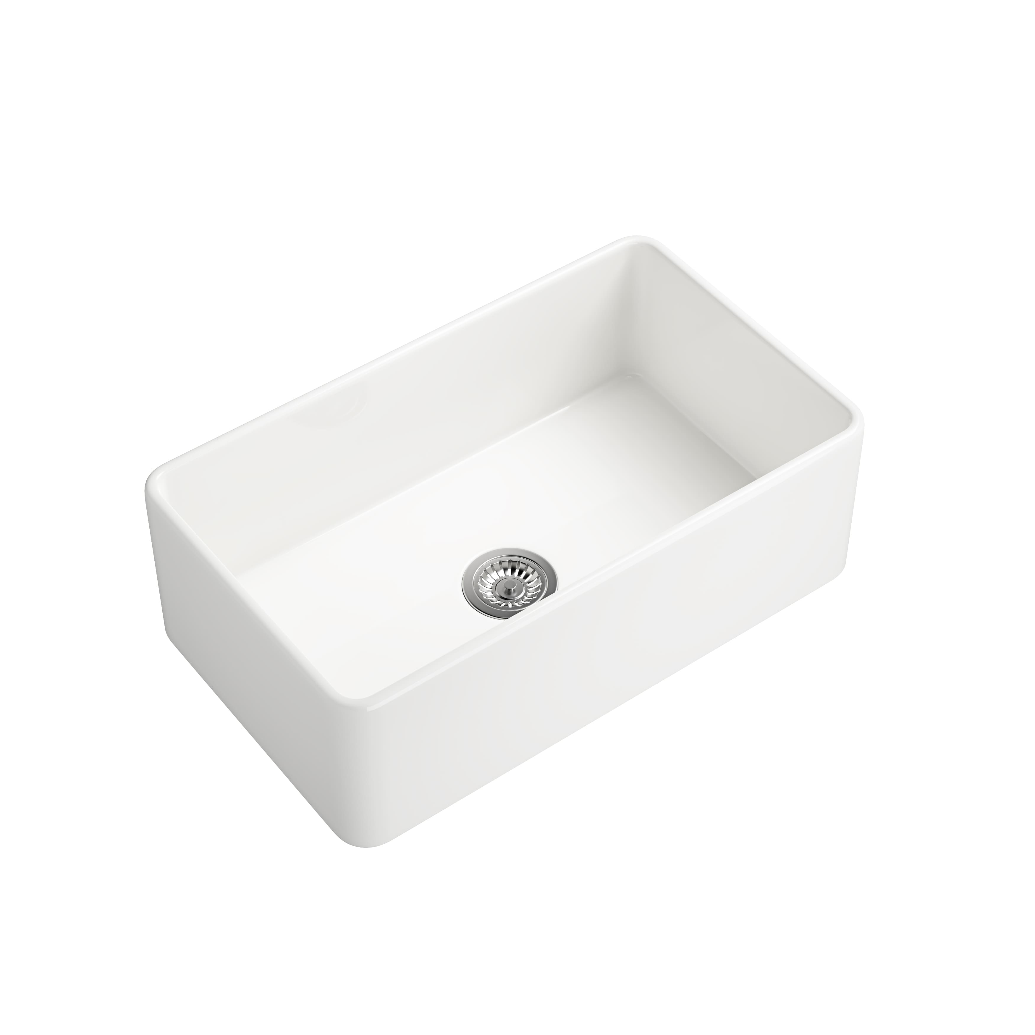 APRILSOUL - Farmhouse Sink Deep Apron Sink Undermount Farmhouse Kitchen Sink Single Farm Sink - White