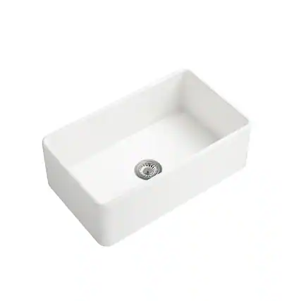 Front. Siljoy - Inch White Farmhouse Sink Deep Apron Sink Undermount Farmhouse Kitchen Sink Single Farm Sink - White.