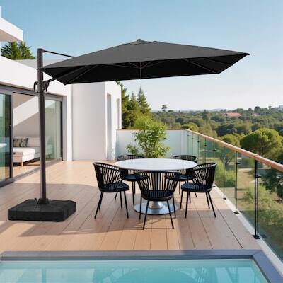 Alt View 5. Crestlive Products - Crestlive Products 11X9 ft Aluminum Slide-tilt Cantilever Patio Umbrella with 350lbs Wheeled Base - Navy blue.