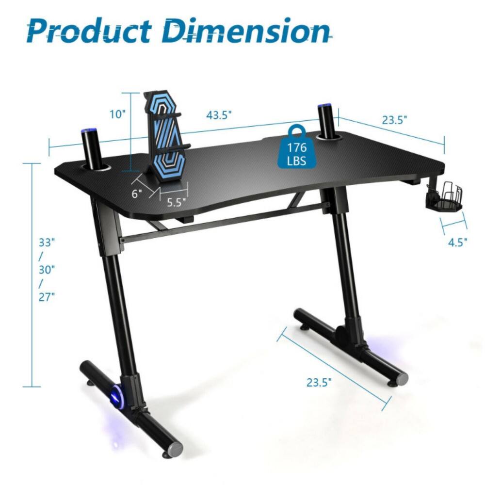 Product Dimension: 10" x 43.5" x 23.5"  
Weight Capacity: 176 LBS  
Height: 6" x 5.5" x 33" / 30" / 27"  
Width: 4.5" x 23.5"