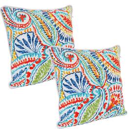 Sunnydaze - Square Indoor and Outdoor Throw Pillow - 16 in - Bold Paisley