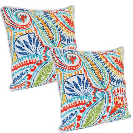 Front. Sunnydaze - Square Indoor and Outdoor Throw Pillow - 16 in - Bold Paisley.