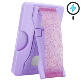 LoveHandle - PRO for MagSafe Universal Magnetic Wallet, Phone Grip & Kickstand with Adapter Ring - Glitter - Amethyst Glitter