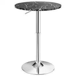 Costway - Round Bistro Bar Table Height Adjustable 360-degree Swivel - Black