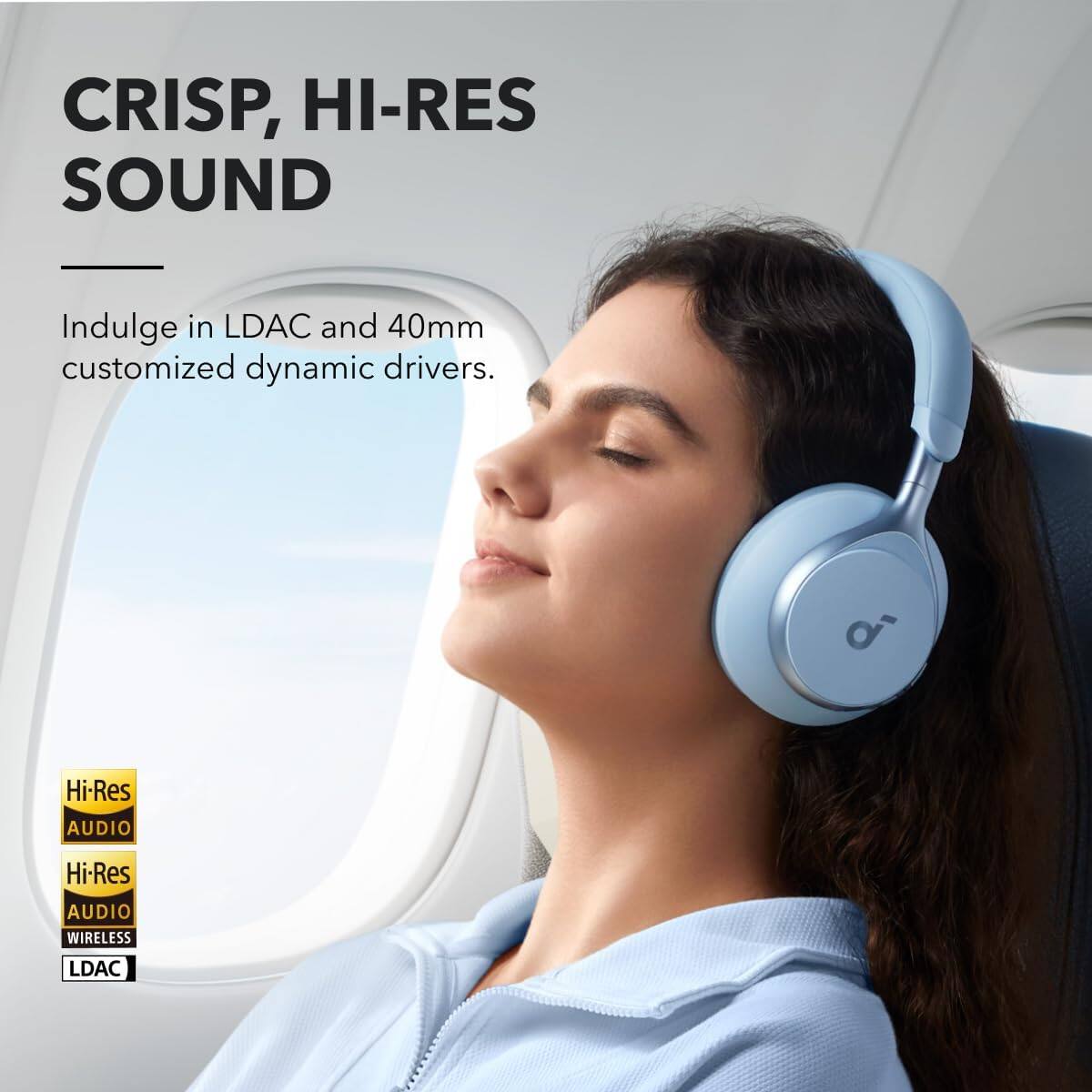 CRISP, HI-RES SOUND

Indulge in LDAC and 40mm customized dynamic drivers.

Hi-Res AUDIO  
Hi-Res AUDIO WIRELESS  
LDAC