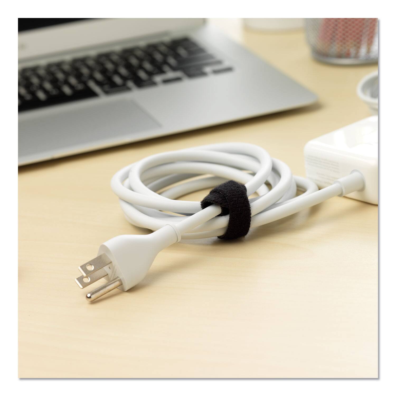 Alt View 4. Velcro - Velcro 94257 ONE-WRAP 0.5 in. x 15 in. Pre-Cut Thin Ties - Black/Gray (30/Pack) - Black; Gray.