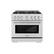 Left. ZLINE - ZLINE 36 in. 5.2 cu. ft. Freestanding Select Gas Range with 6 Burners and Convection Oven - Satin Stainless Steel.