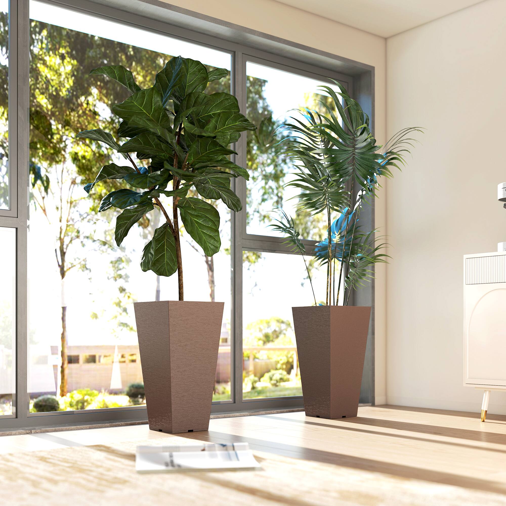 Alt View 8. Outsunny - 23 Inch Tall Planters for Outdoor Plants, Set of 2 Plastic Flower Pots.