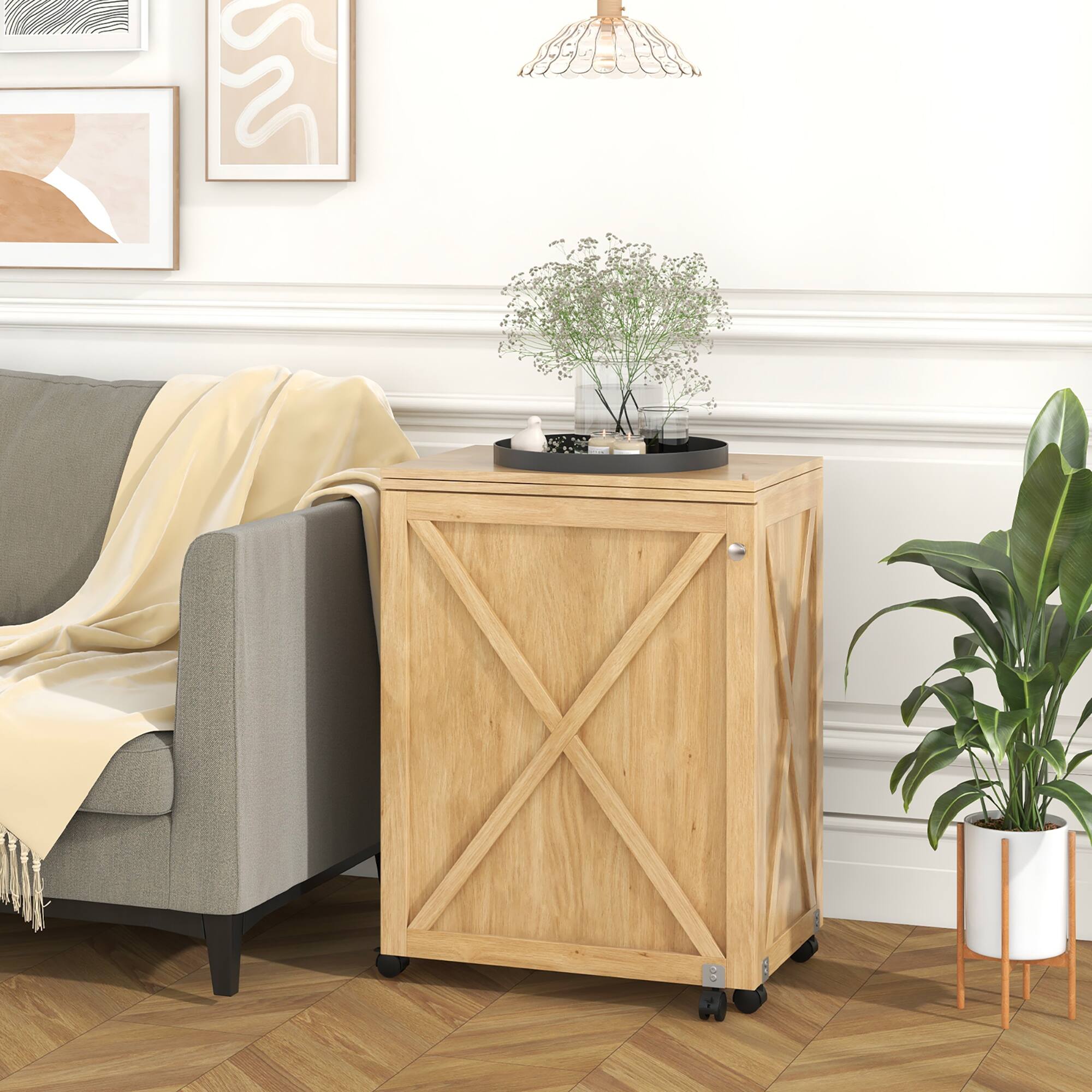 Alt View 4. Gymax - Gymax Folding Sewing Table w/ Compact Design Storage Shelf 2 Trays & 18 Pegs Natural - Natural.