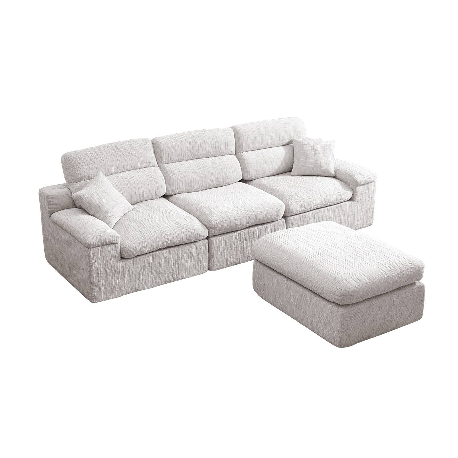 Alt View 2. Anysun - L-Shape Chenille Corner Chaise Sofa with High Backrest - Compressed Sponge, No Assembly for Living Room & Apartment - Light Grey.
