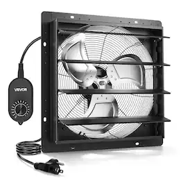 VEVOR - 18 in Shutter Exhaust Fan Wall-Mount Automatic Louvers Variable Speed, Sturdy Steel Housing, Low Noise, AC Motor - Black