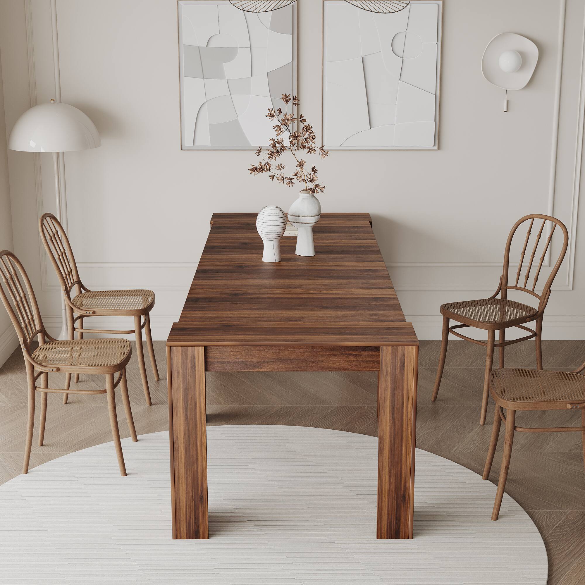 Angle. Tiramisubest - Multifunctional extendable console dining table, Walnut - Walnut.