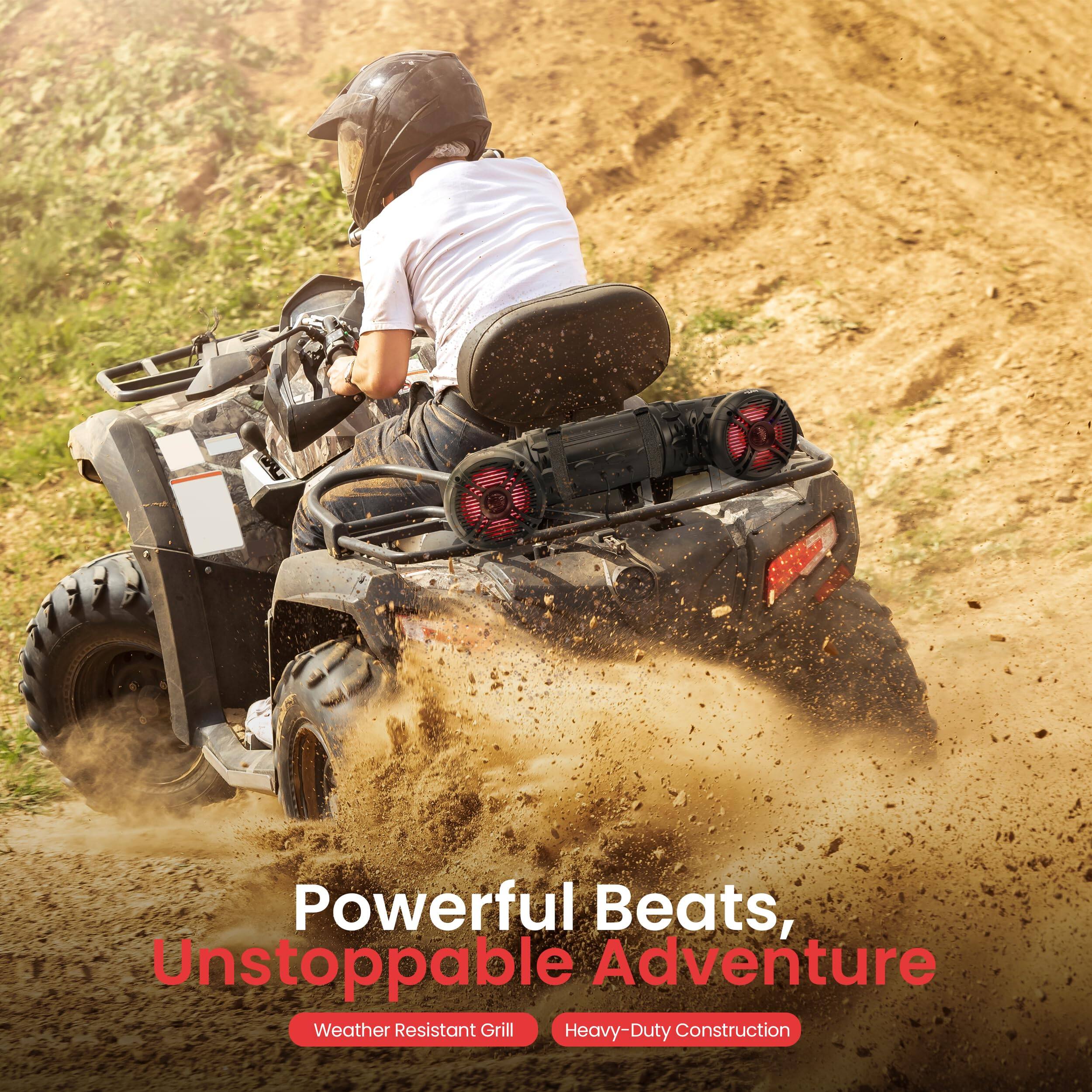 Powerful Beats, Unstoppable Adventure  
Weather Resistant Grill  
Heavy-Duty Construction